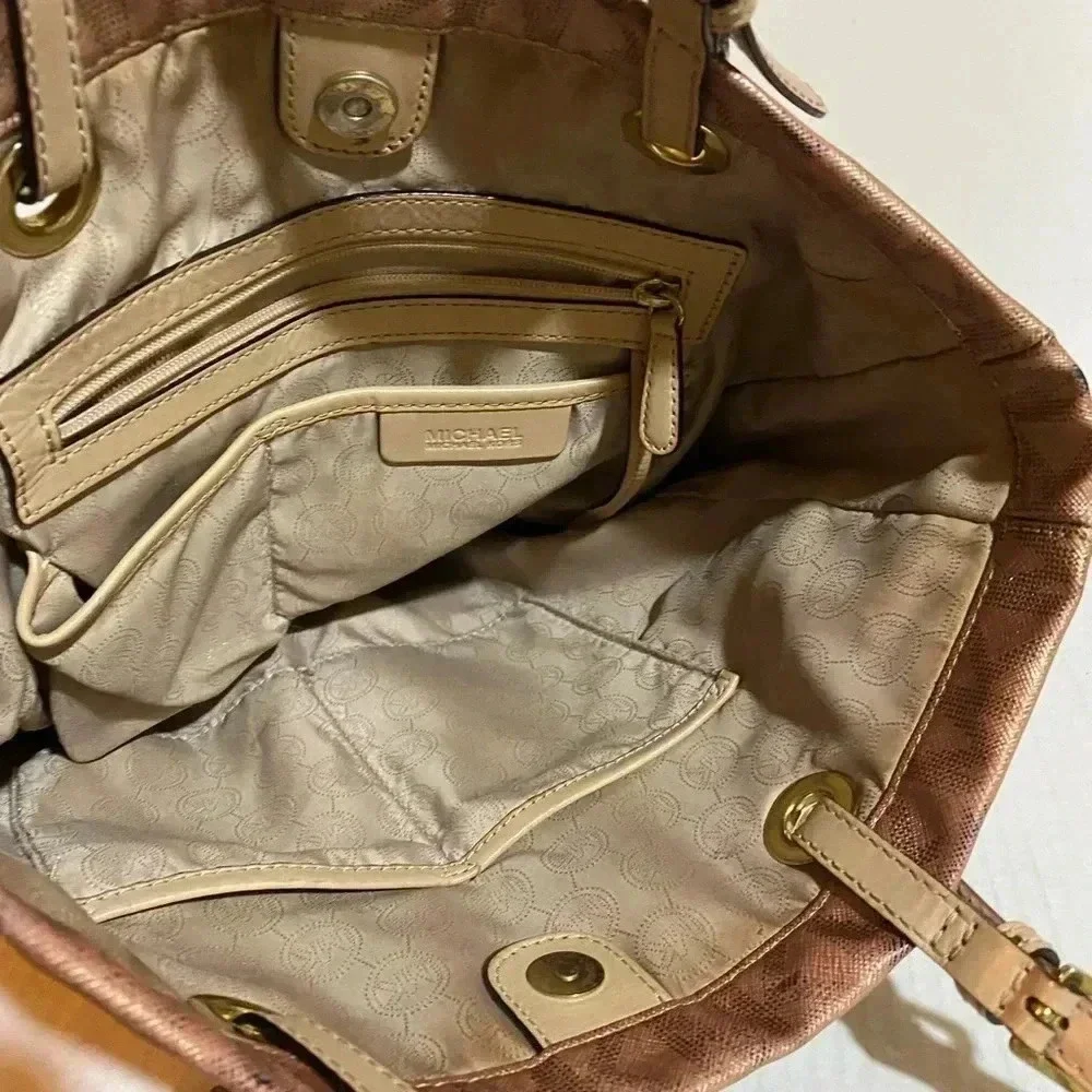 Michael kors bronze canvas hobo handbag